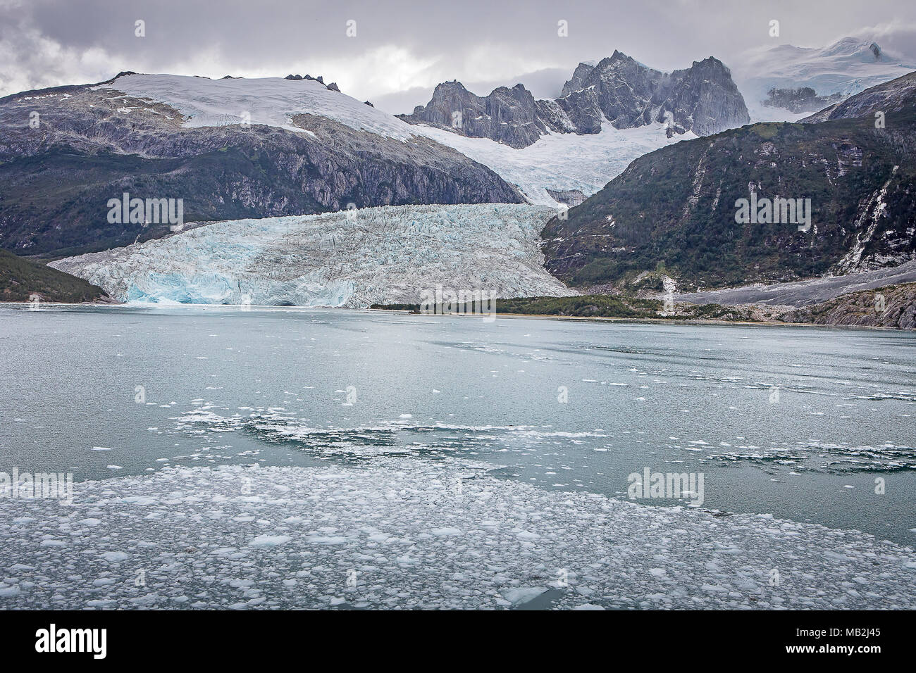 Glacier Pia, Pia de Bay, dans le canal de Beagle (nord-ouest), PN Alberto de Agostini, la Terre de Feu, Patagonie, Chili Banque D'Images