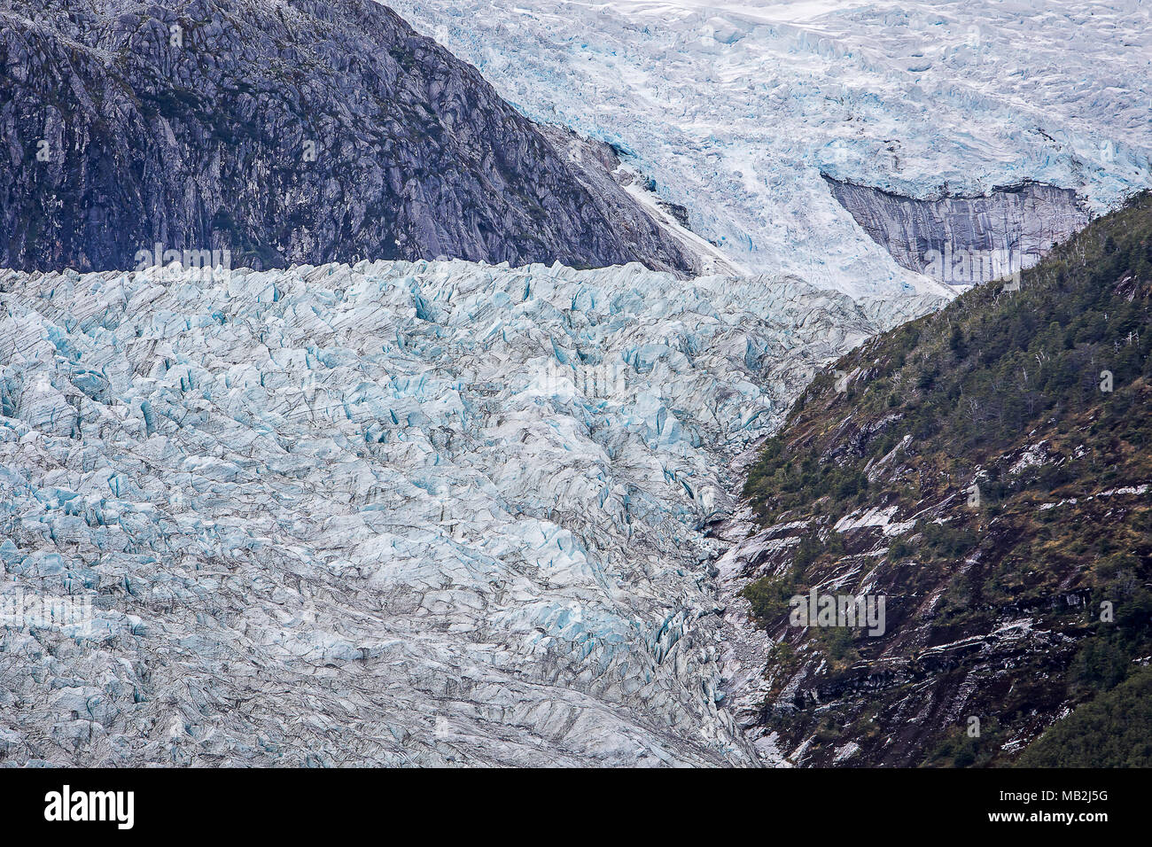 Détail, Glacier Pia, Pia de Bay, dans le canal de Beagle (nord-ouest), PN Alberto de Agostini, la Terre de Feu, Patagonie, Chili Banque D'Images