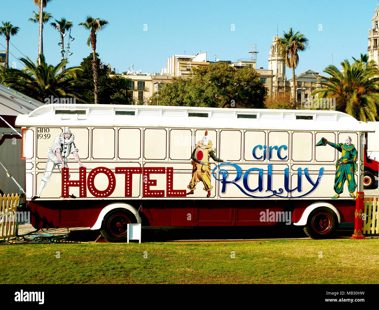 Barcelone - Espagne, 12.26.2012 Cirque Raluy caravanes pendant leur séjour à Barcelone Banque D'Images