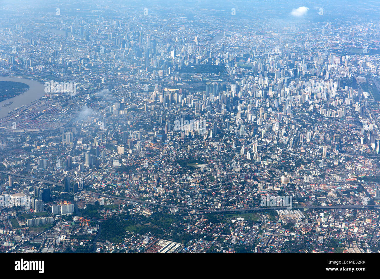 Vue sur le centre-ville, vue aérienne, Bangkok, Thaïlande Banque D'Images