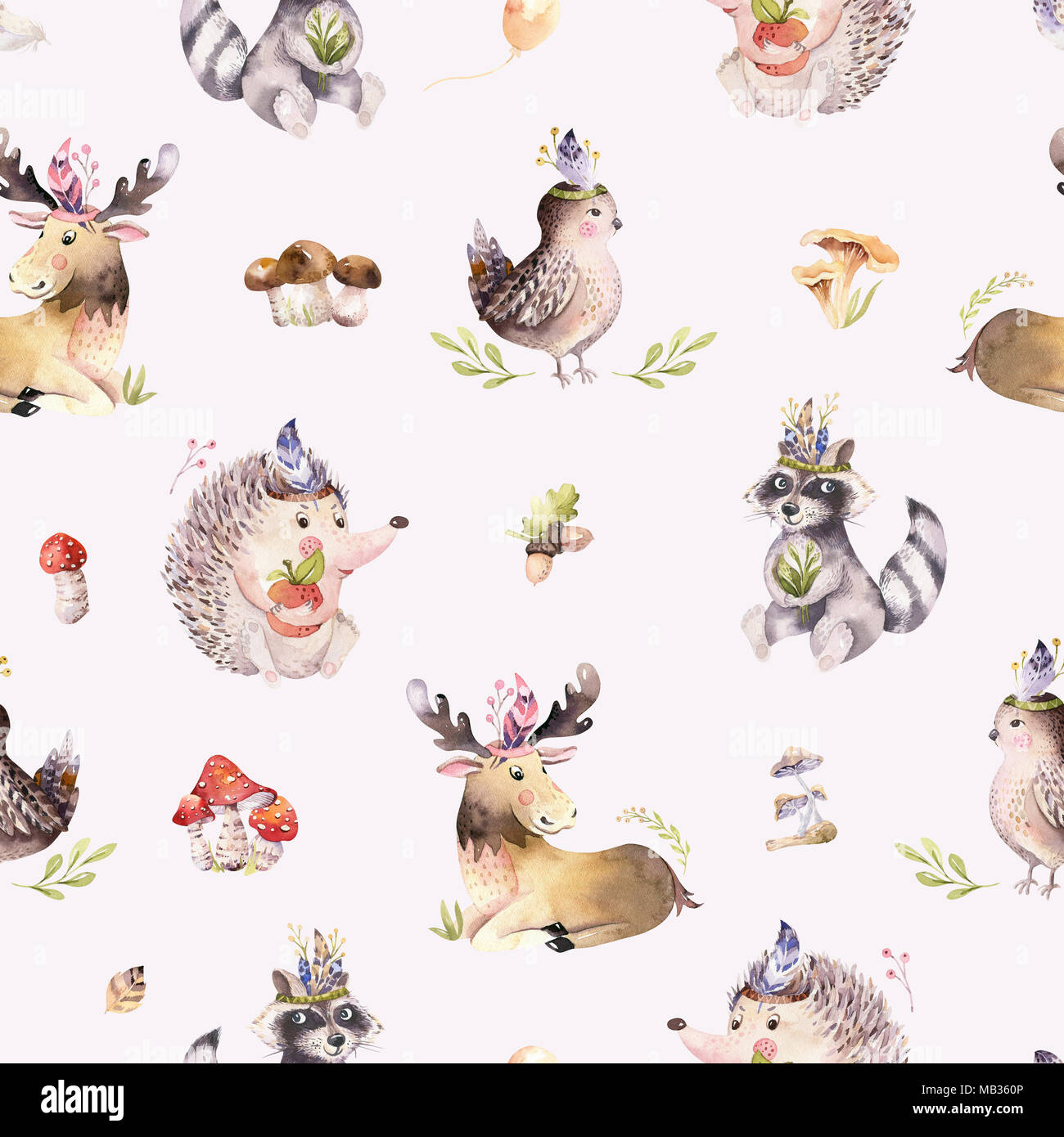 Modele D Une Aquarelle Dessin Anime Mignon Bebe Herisson Ecureuil Et Moose Animal Pour Nursary Woodland Forest L Illustration Pour Enfants De La Foret Photo Stock Alamy