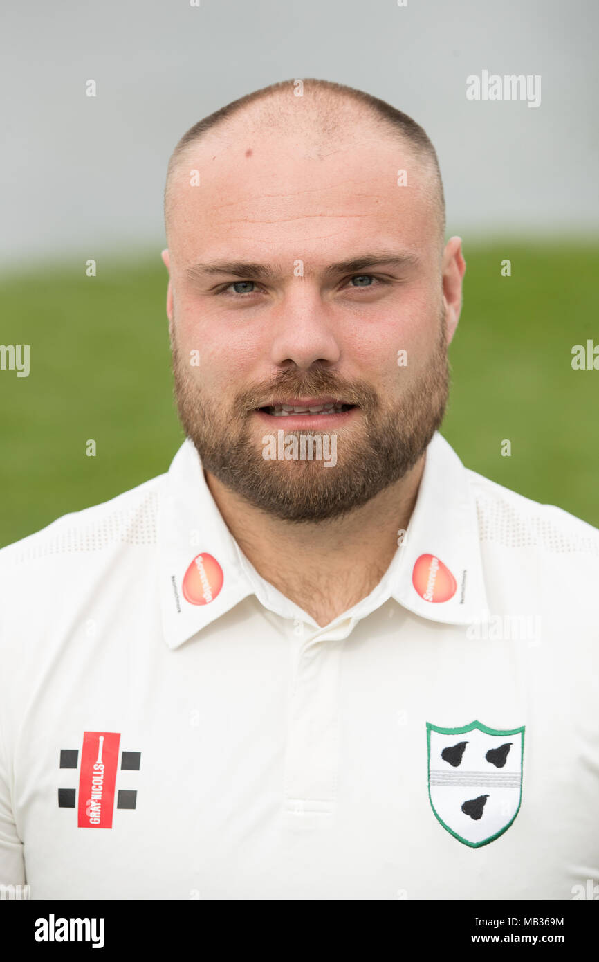 Joe Leach de Worcestershire dans le kit de championnat du comté pendant la journée médiatique à Blackfinch New Road, Worcester. APPUYEZ SUR ASSOCIATION photo. Date de la photo: Vendredi 6 avril 2018. Voir PA Story CRICKET Worcestershire. Le crédit photo devrait se lire: Aaron Chown/PA Wire. Banque D'Images
