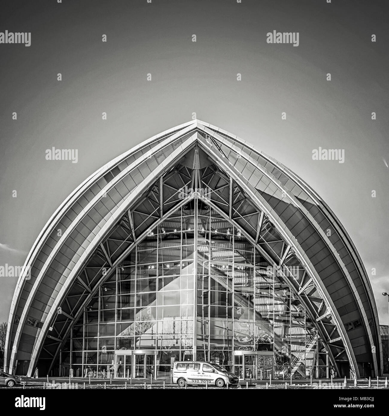 GLASGOW, ÉCOSSE - 17 janvier 2018 : une vue de l'armadillo monochromatique auditorium à Glasgow près de la rivière Clyde. Banque D'Images