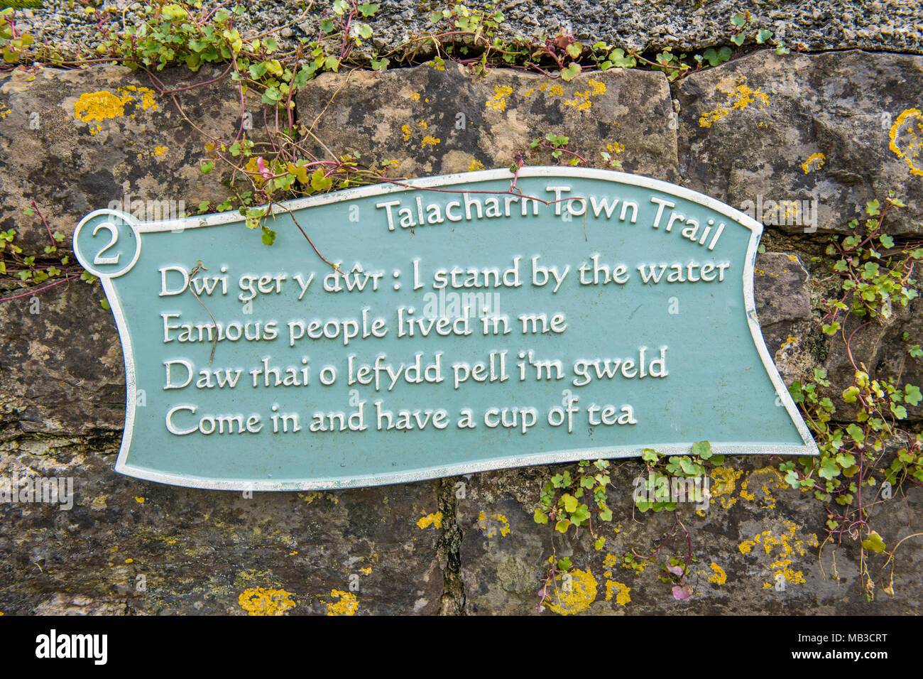 Plaques poétiques autour du village de Carmarthenshire Carmarthen Banque D'Images