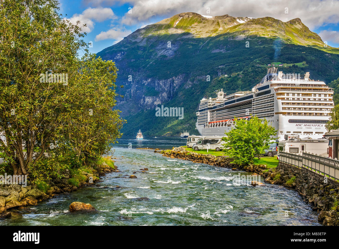 Rivière de Geiranger fjord de Geiranger, Norvège et Banque D'Images