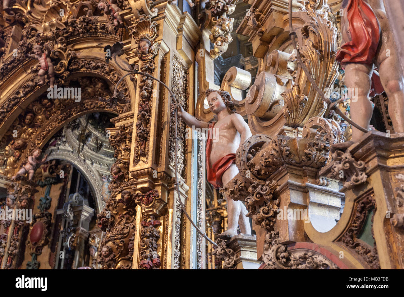 Sculpture polychrome en bois Museo e Iglesia de San Martín Pinario, Santiago de Compostelle, Galice, Espagne Banque D'Images