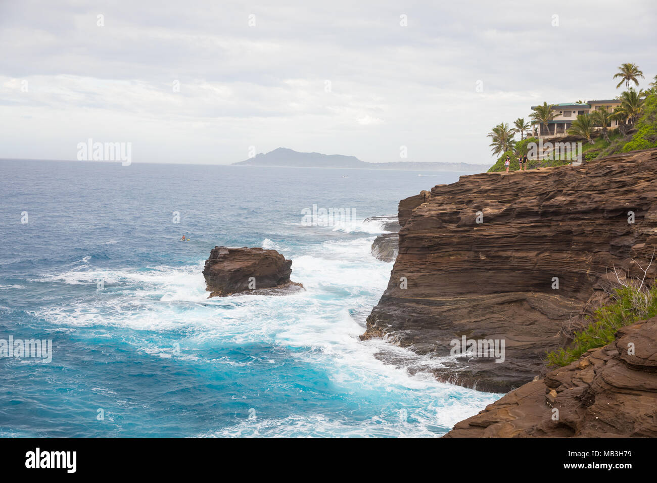 Oahu Hawaii Kai Grottes crachant Banque D'Images