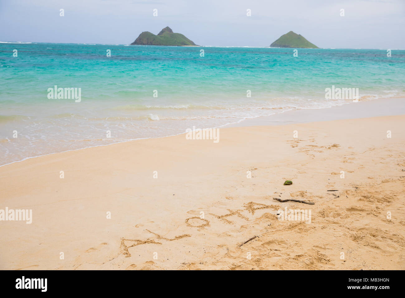Lanakai Beach et Moks Islands Banque D'Images