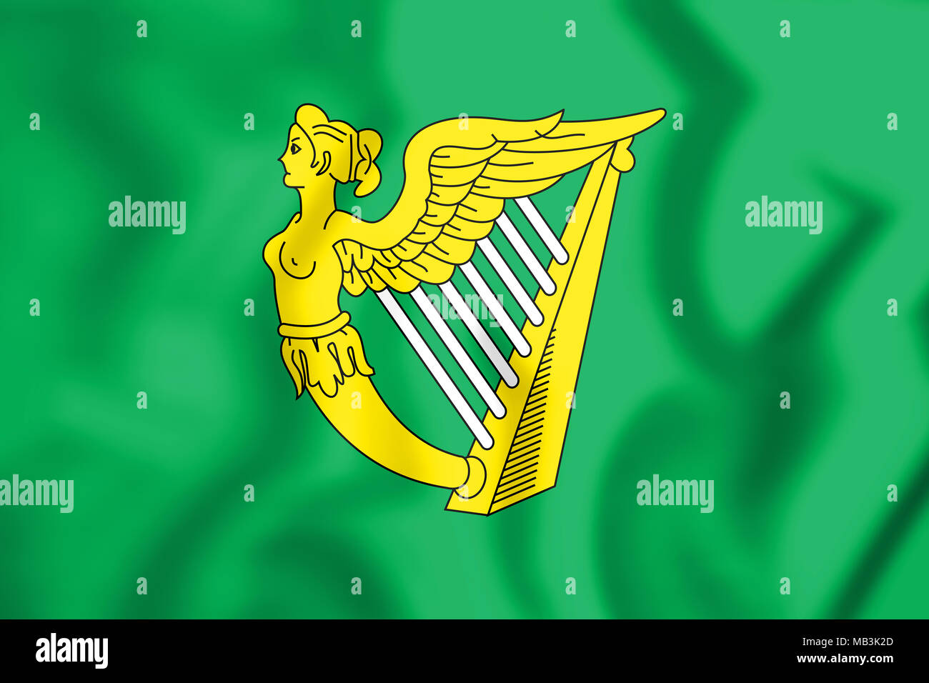 Harpe vert Pavillon de l'Irlande. 3D Illustration. Banque D'Images