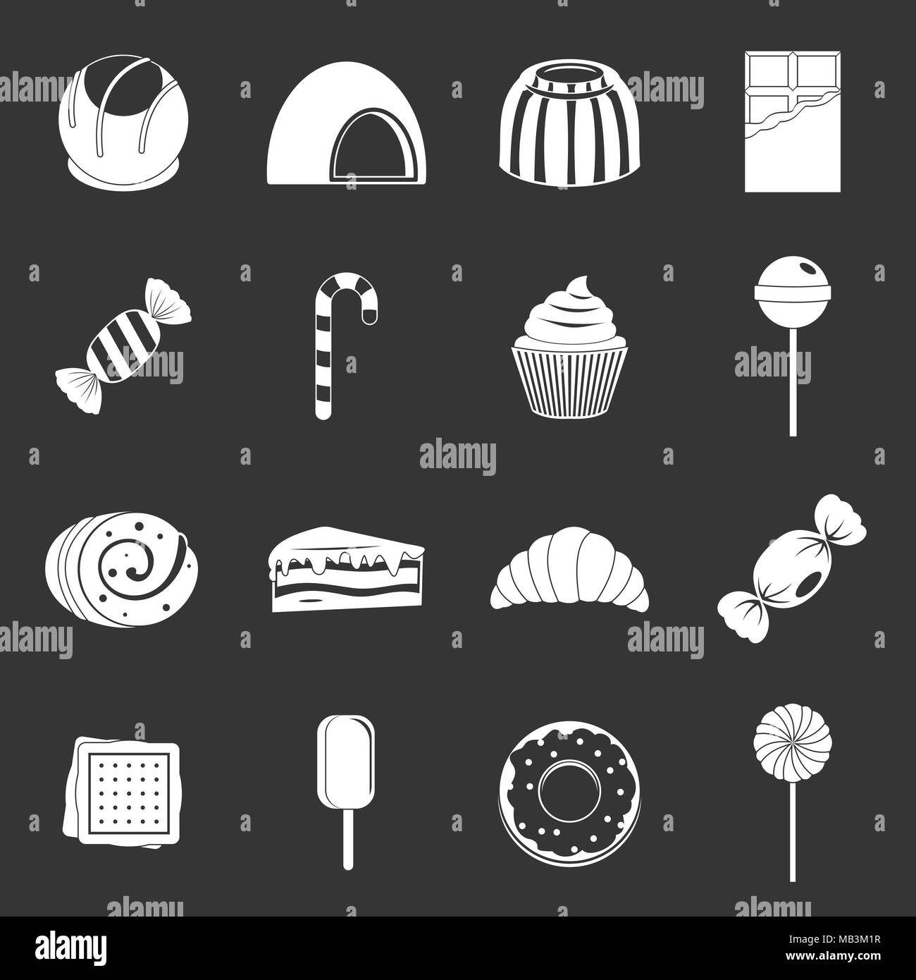 Les sucreries et bonbons gris vector icons set Illustration de Vecteur