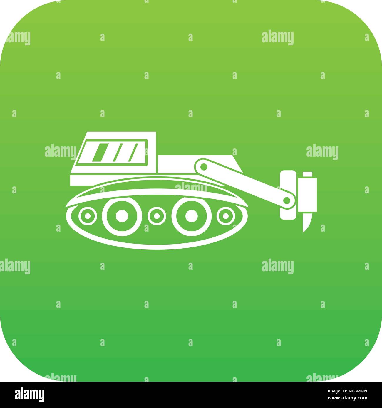 Avec l'icône de la pelle marteau hydraulique vert numérique Illustration de Vecteur