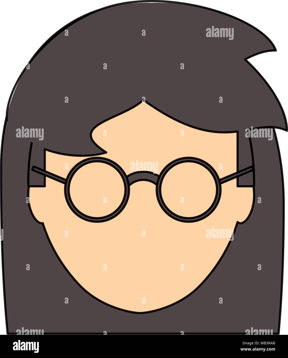 Avatar Femme aux cheveux courts et portant des lunettes sur fond blanc,  design coloré. vector illustration Image Vectorielle Stock - Alamy