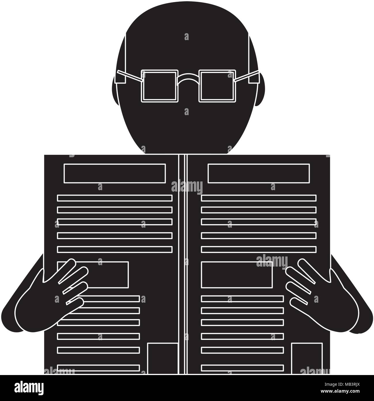 Avatar vieil homme lisant un journal sur arrière-plan, vector illustration Illustration de Vecteur