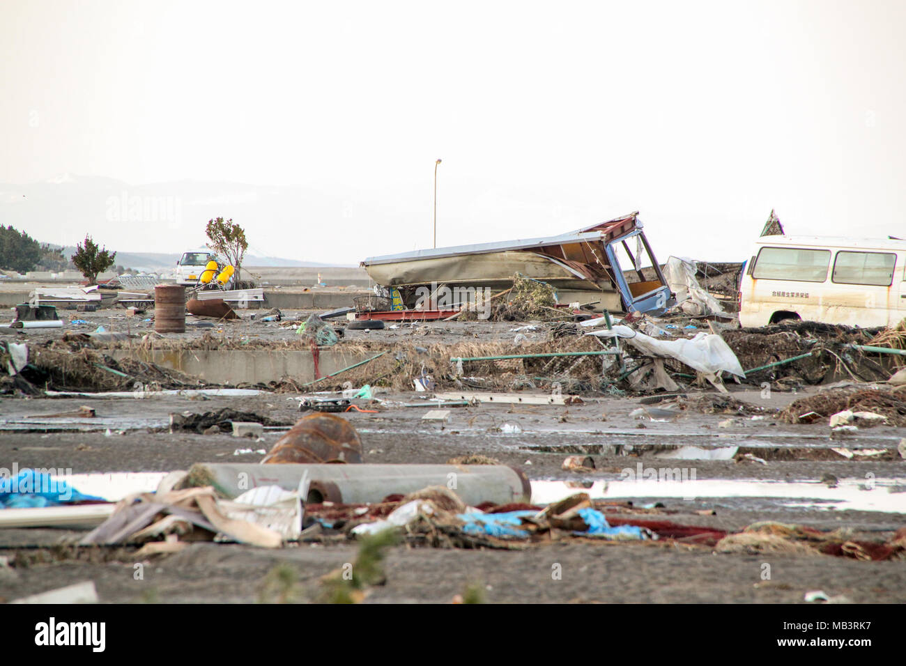 Destruction du tsunami Tohoku Japon Mars 2011 Banque D'Images