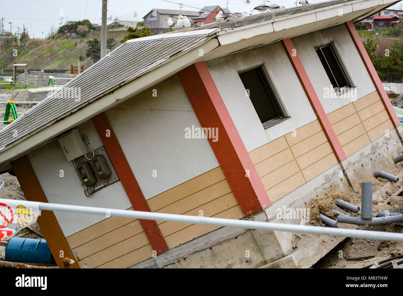 Destruction du tsunami Tohoku Japon Mars 2011 Banque D'Images