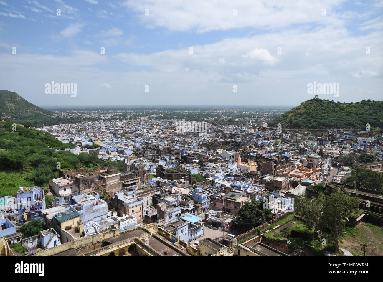 Vue depuis le fort de Bundi, Rajasthan, Inde Banque D'Images