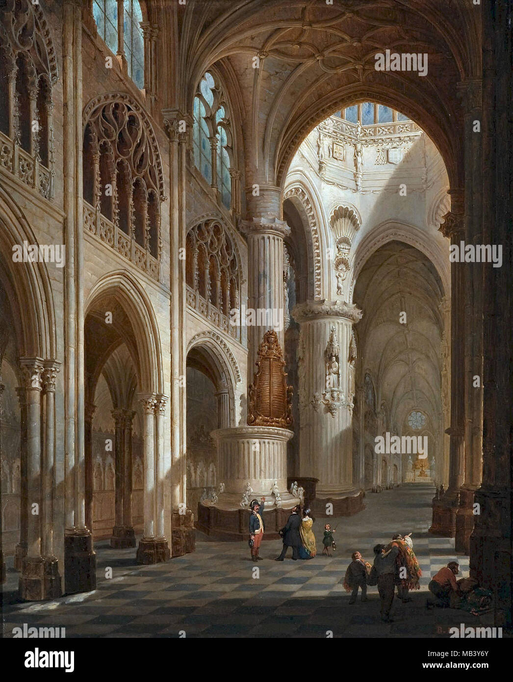 Neyt Bernard - Figures dans un intérieur de l'Église (Interieur Van De Kathedraal Van Burgos) Banque D'Images