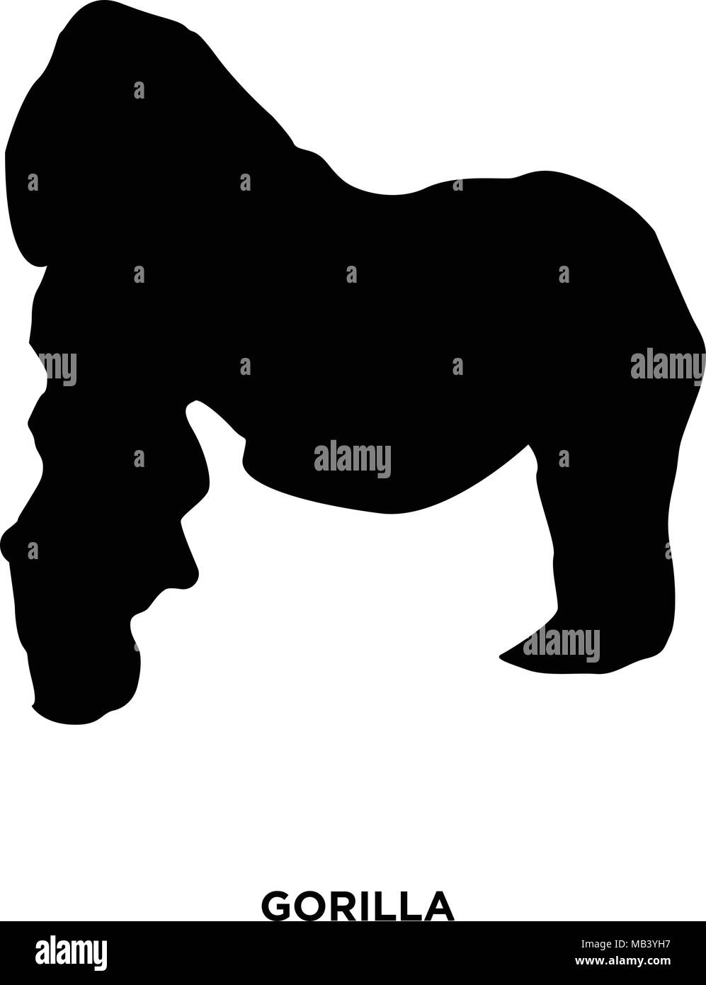 Silhouette de gorille sur fond blanc, en noir Illustration de Vecteur