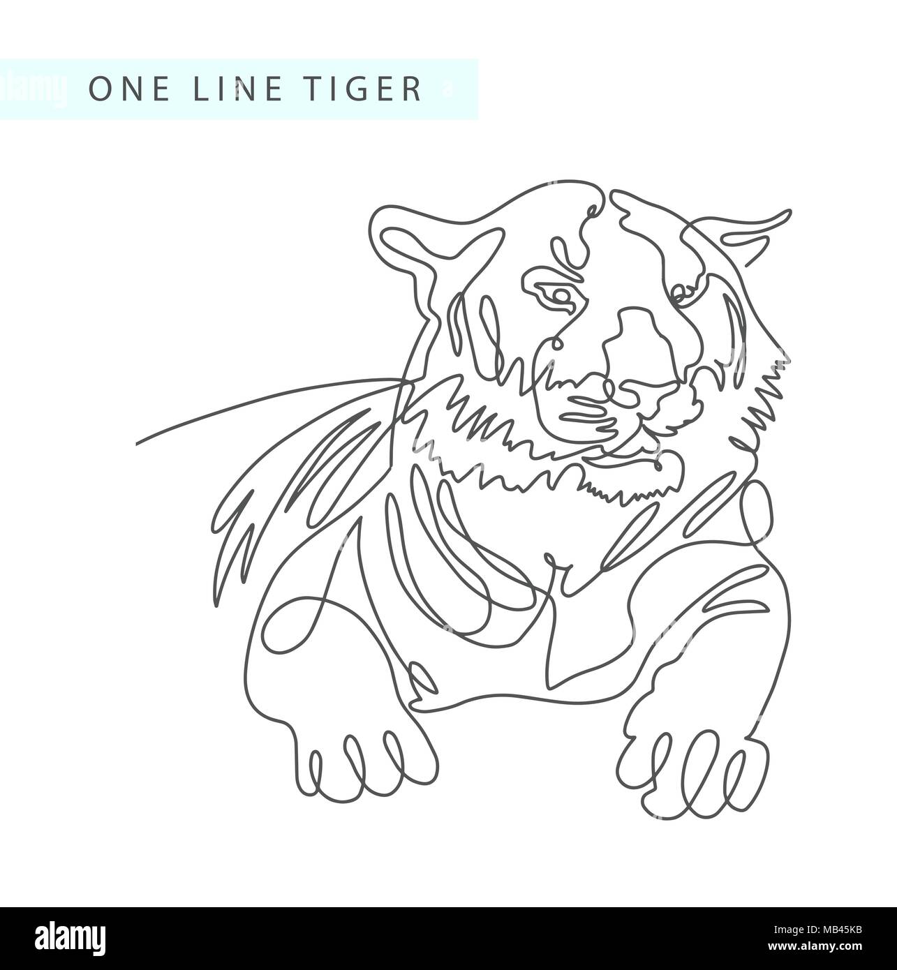 Une ligne continue de dessin portrait dans tiger minimali moderne Illustration de Vecteur