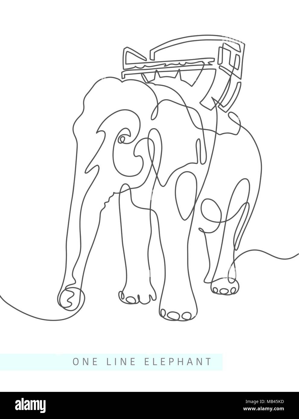 Une ligne continue de dessin de l'éléphant indien Illustration de Vecteur