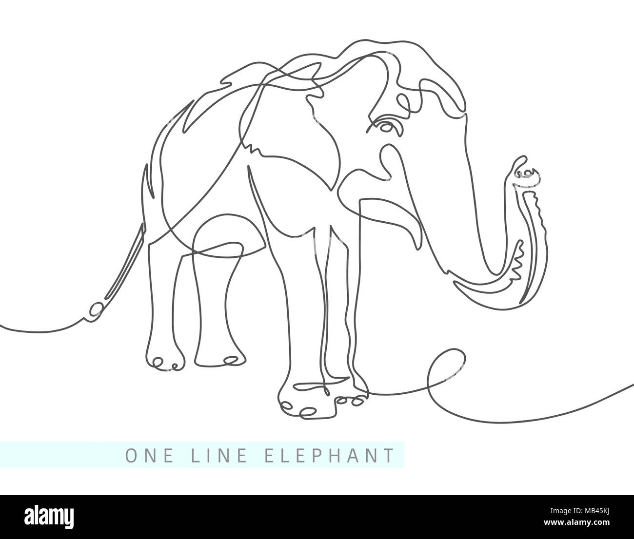 Une ligne continue de dessin de l'éléphant indien Illustration de Vecteur