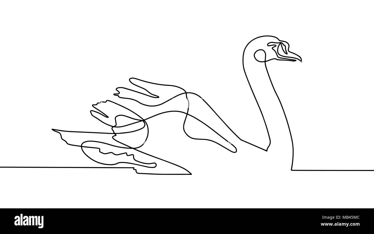 Une ligne continue de dessin magnifique swan Illustration de Vecteur