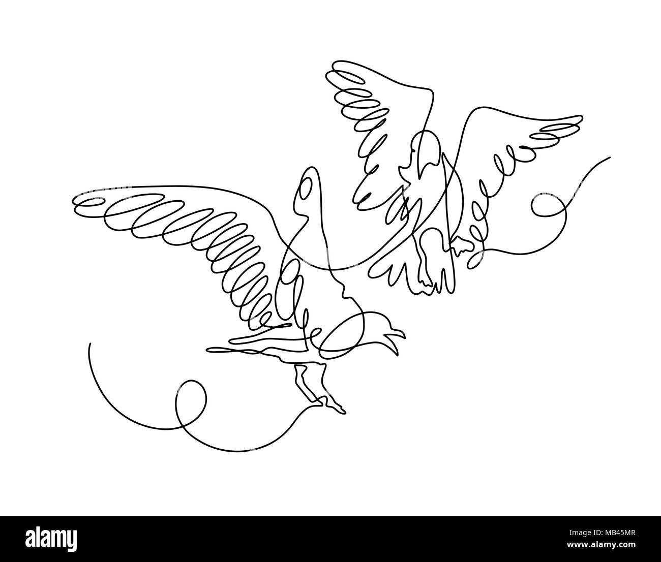 Une ligne continue l'élaboration de deux oiseaux jouer les uns avec les autres Illustration de Vecteur