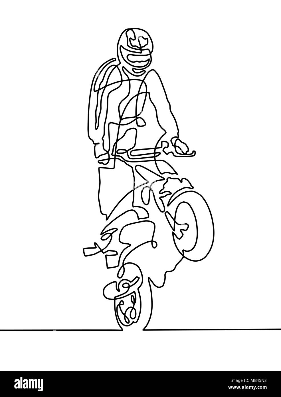 Une ligne continue d'un dessin sportif sur une moto Illustration de Vecteur