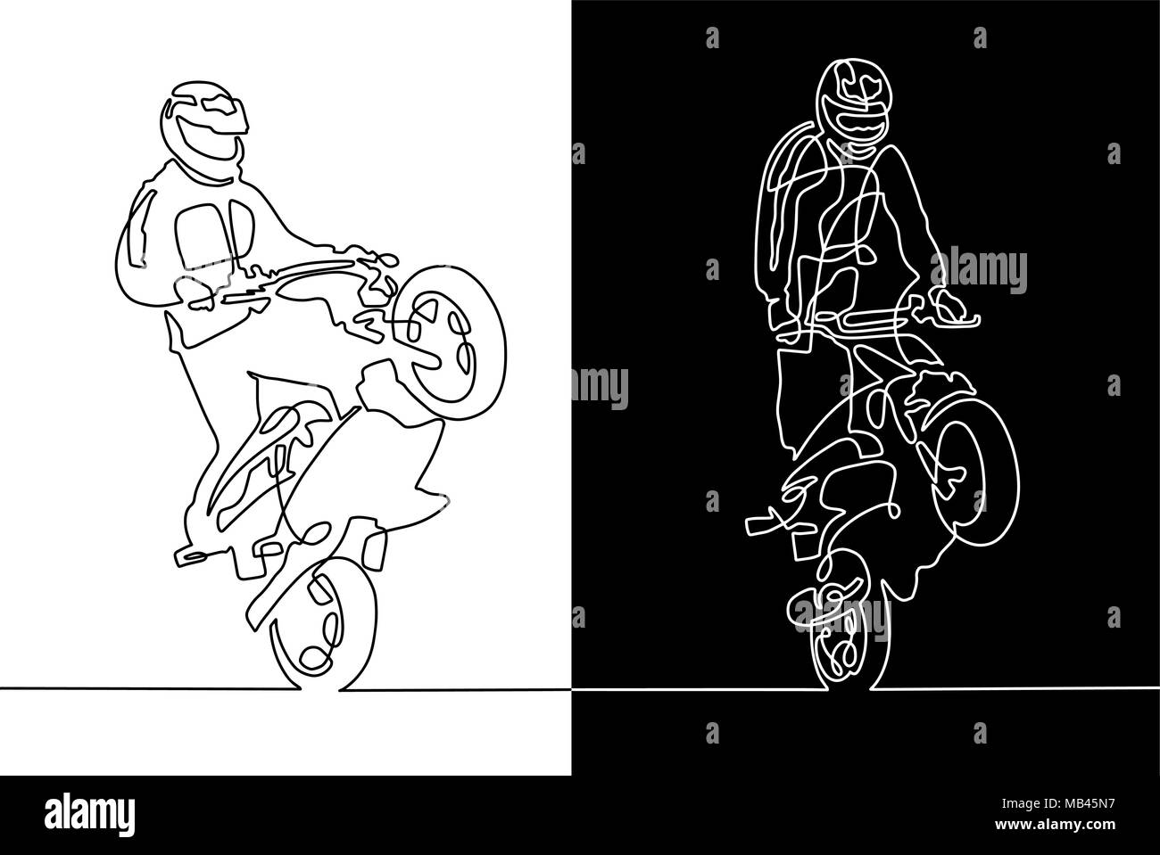 Une ligne continue d'un dessin sportif sur une moto Illustration de Vecteur