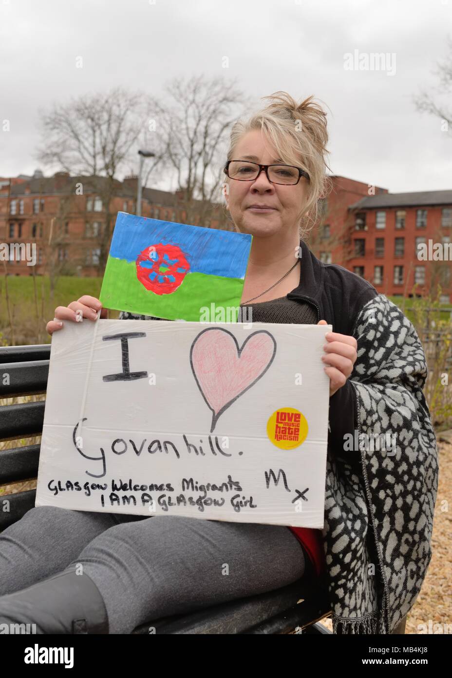 Govanhill, Glasgow, Ecosse, Royaume-Uni. 7 avril, 2018. La 5e édition de la journée internationale des Roms a été célébrée à Govanhill aujourd'hui. Banque D'Images