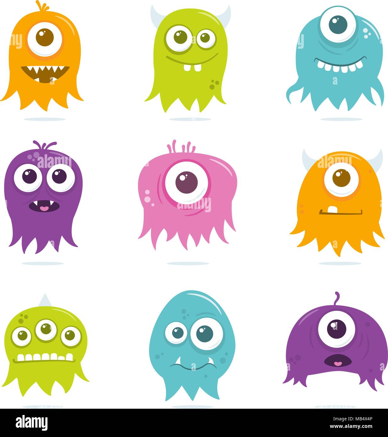 Une collection de neuf professionnels, flottant, cartoon, vector étrangers. Ces adorables petits gars peut être utilisé pour une variété de projets. Le fichier est facilement editabl Illustration de Vecteur