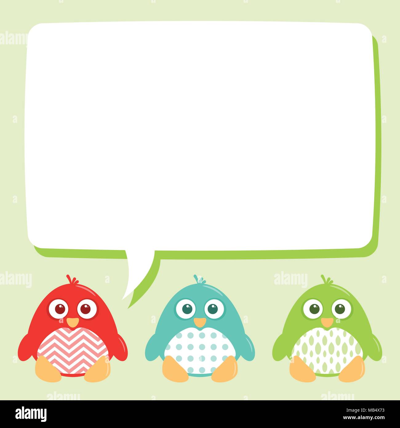 Certains pingouins mignon avec une bulle pour n'importe quel texte. Illustration de Vecteur