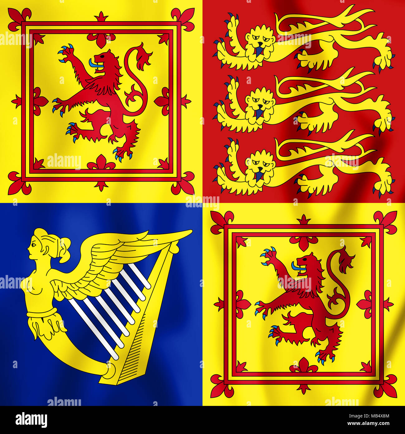 Royal Standard du Royaume-Uni en Ecosse. 3D Illustration. Banque D'Images