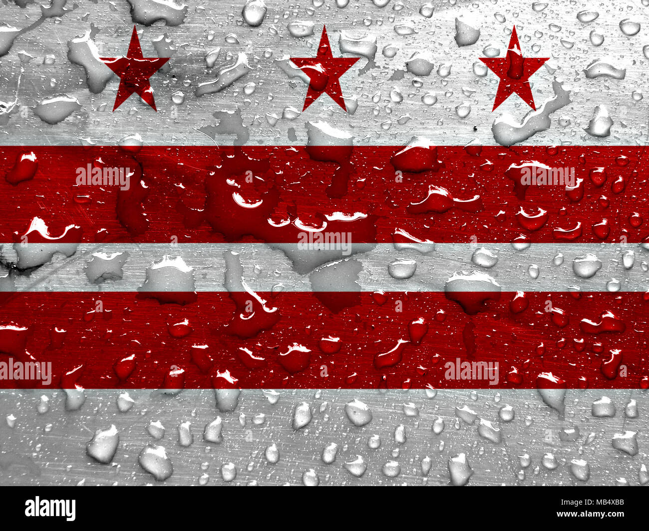 Drapeau de Washington D.C. avec gouttes de pluie Banque D'Images