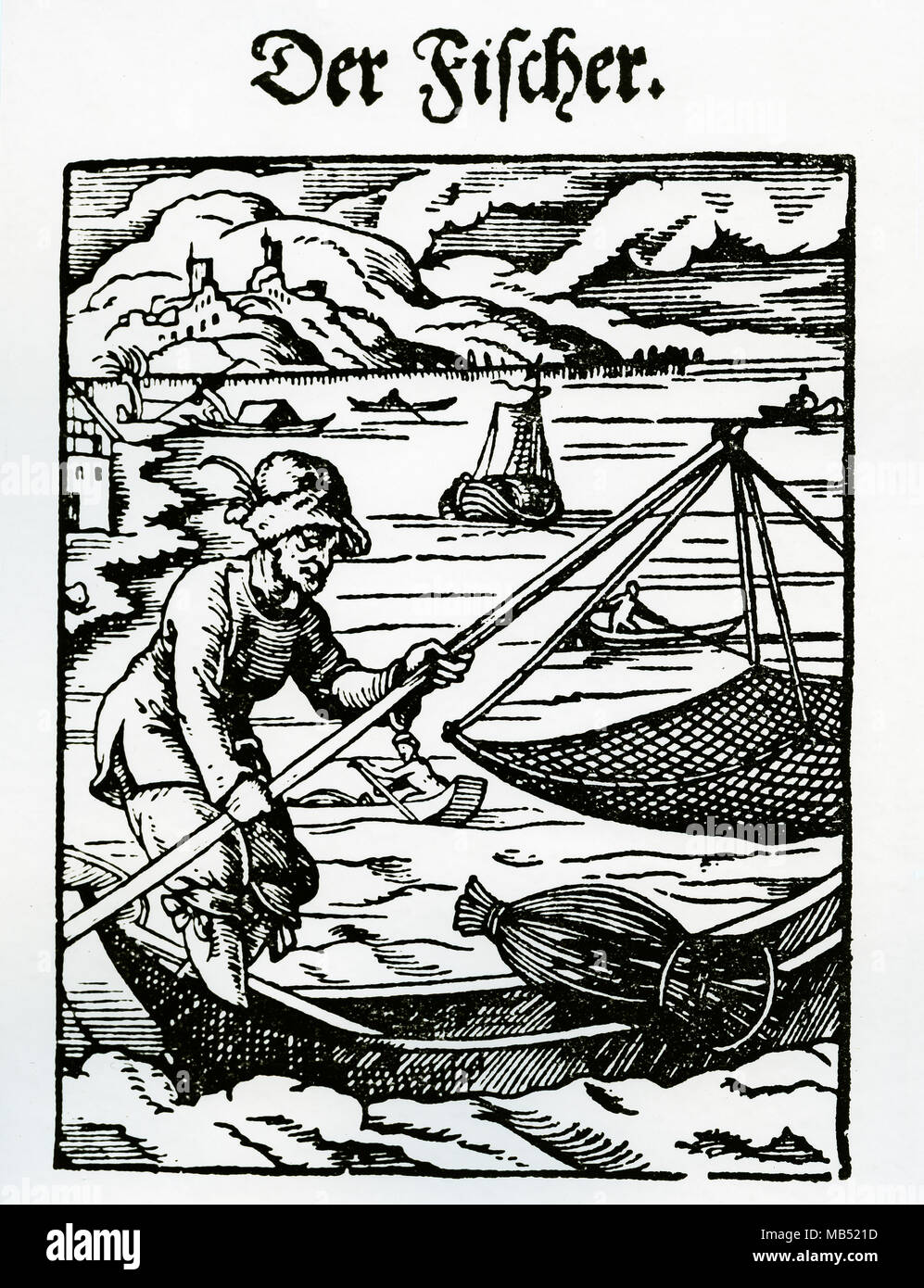 Le pêcheur, Livre de successions, 1568, par Jost Amman, Amman Jobst également Banque D'Images