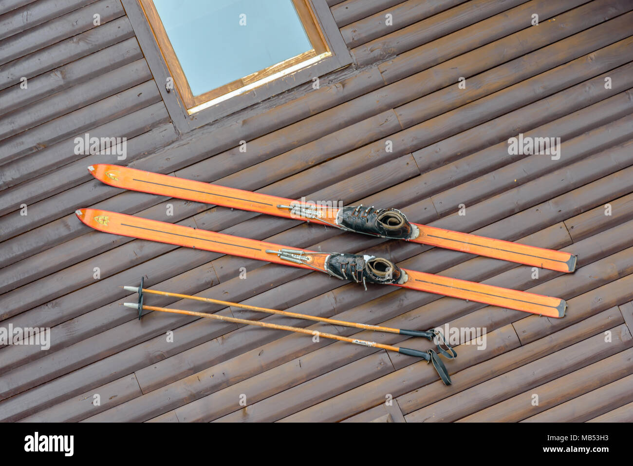 Matériel de ski Vintage Banque D'Images