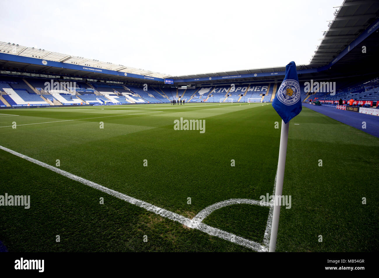 Vue générale du terrain de l'avant de la Premier League match à la King Power Stadium, Leicester. Banque D'Images