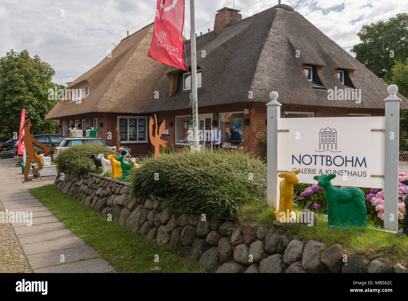 Maison Frison traditionnel avec un toit de chaume, Keitum, Mer du Nord île de Sylt, Schleswig-Holstein, Allemagne du Nord, en Europe Banque D'Images