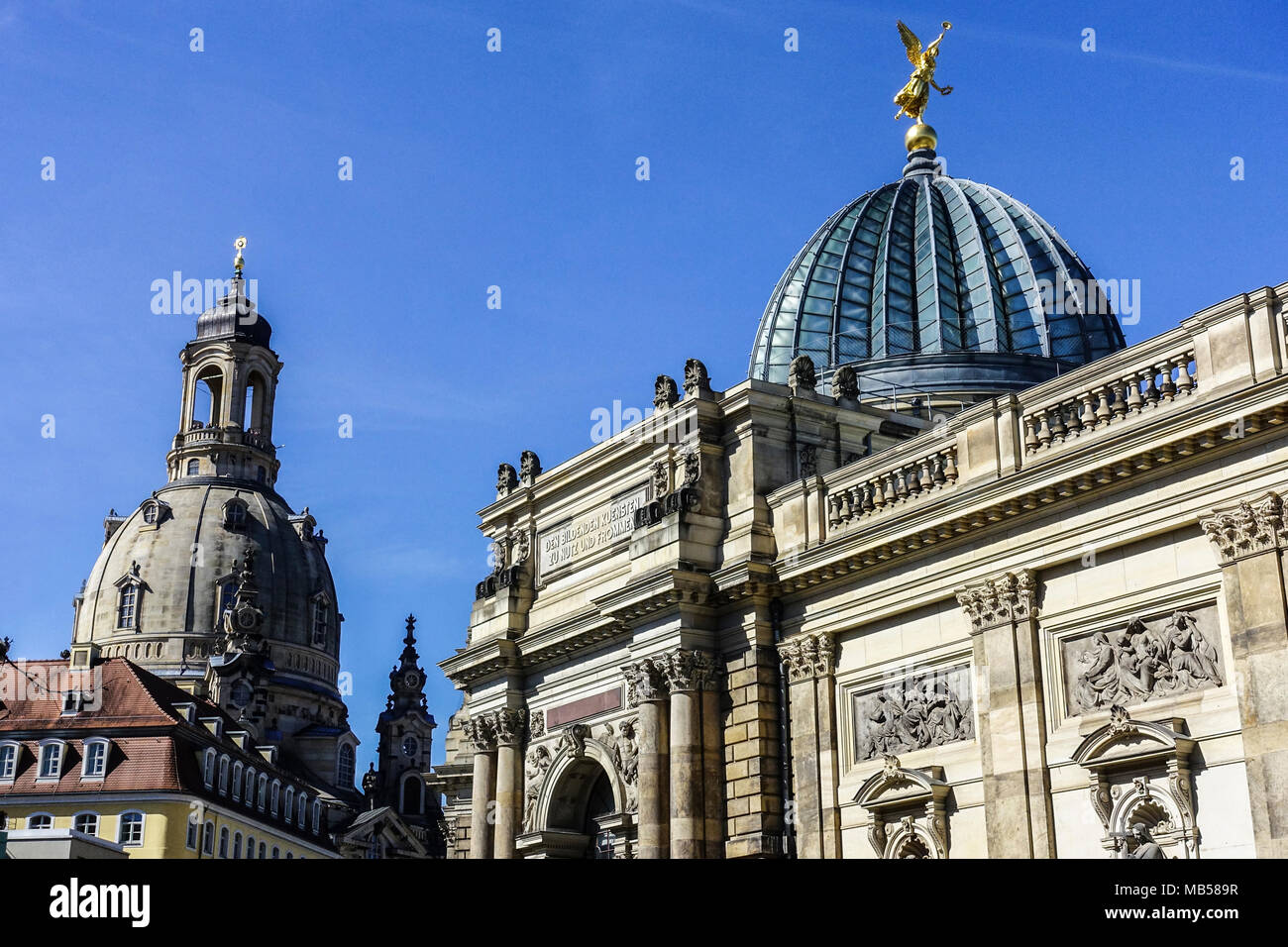 L'Académie Royale des Beaux-arts, la Frauenkirche, Dresde, Saxe, Allemagne Banque D'Images