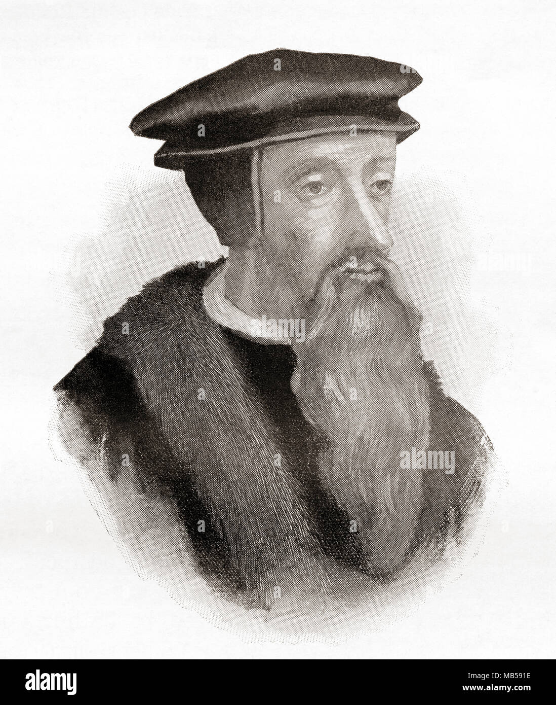 Jean Calvin, né Jehan Cauvin, 1509 - 1564. Théologien français, pasteur et reformer la Réforme protestante. À partir de la bibliothèque de documentation internationale célèbre, publié c. 1900 Banque D'Images