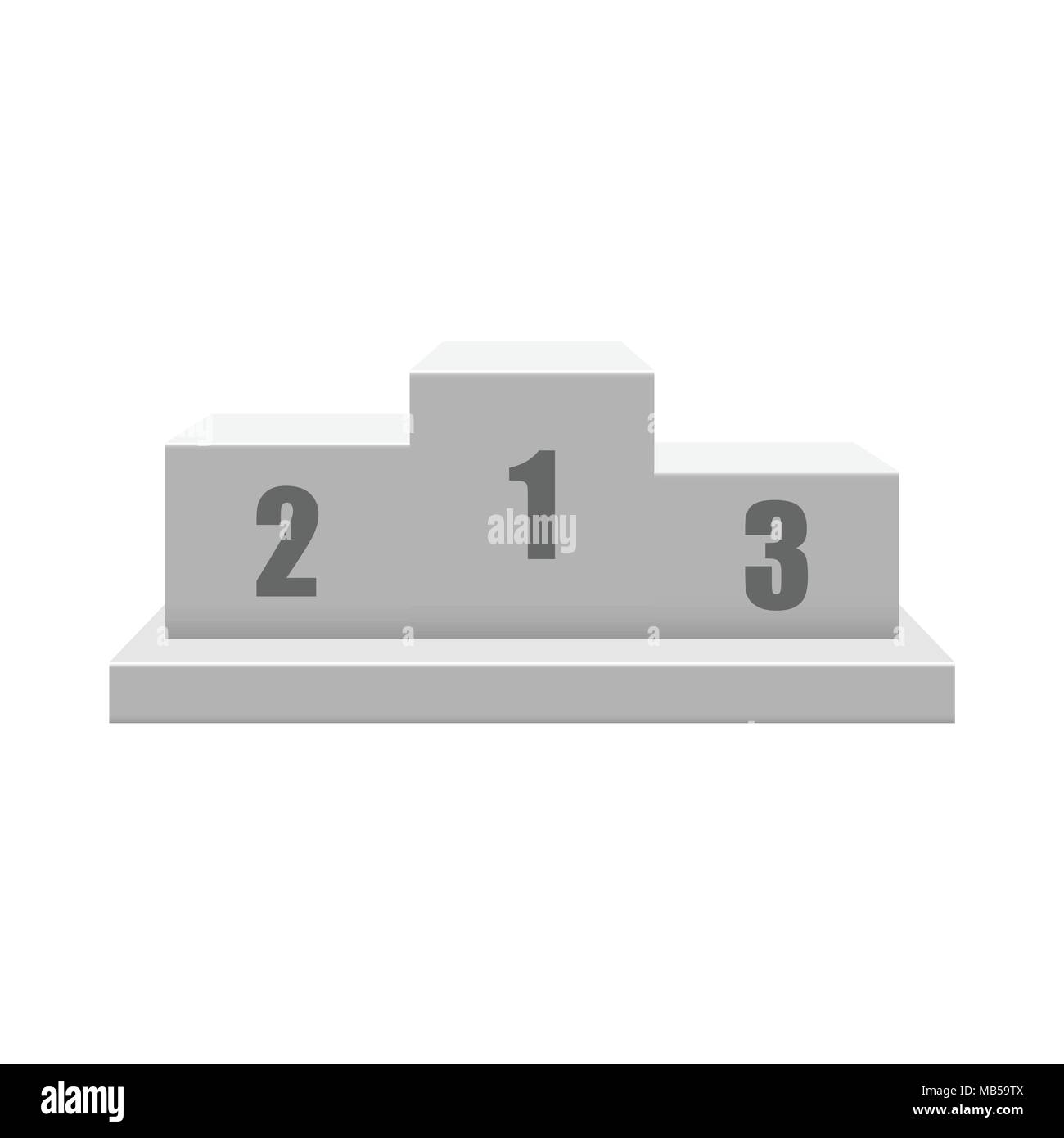 Dans l'icône podium gagnants télévision style. Illustration de socle blanc sur fond isolé. Inscription Prix concept. Illustration de Vecteur