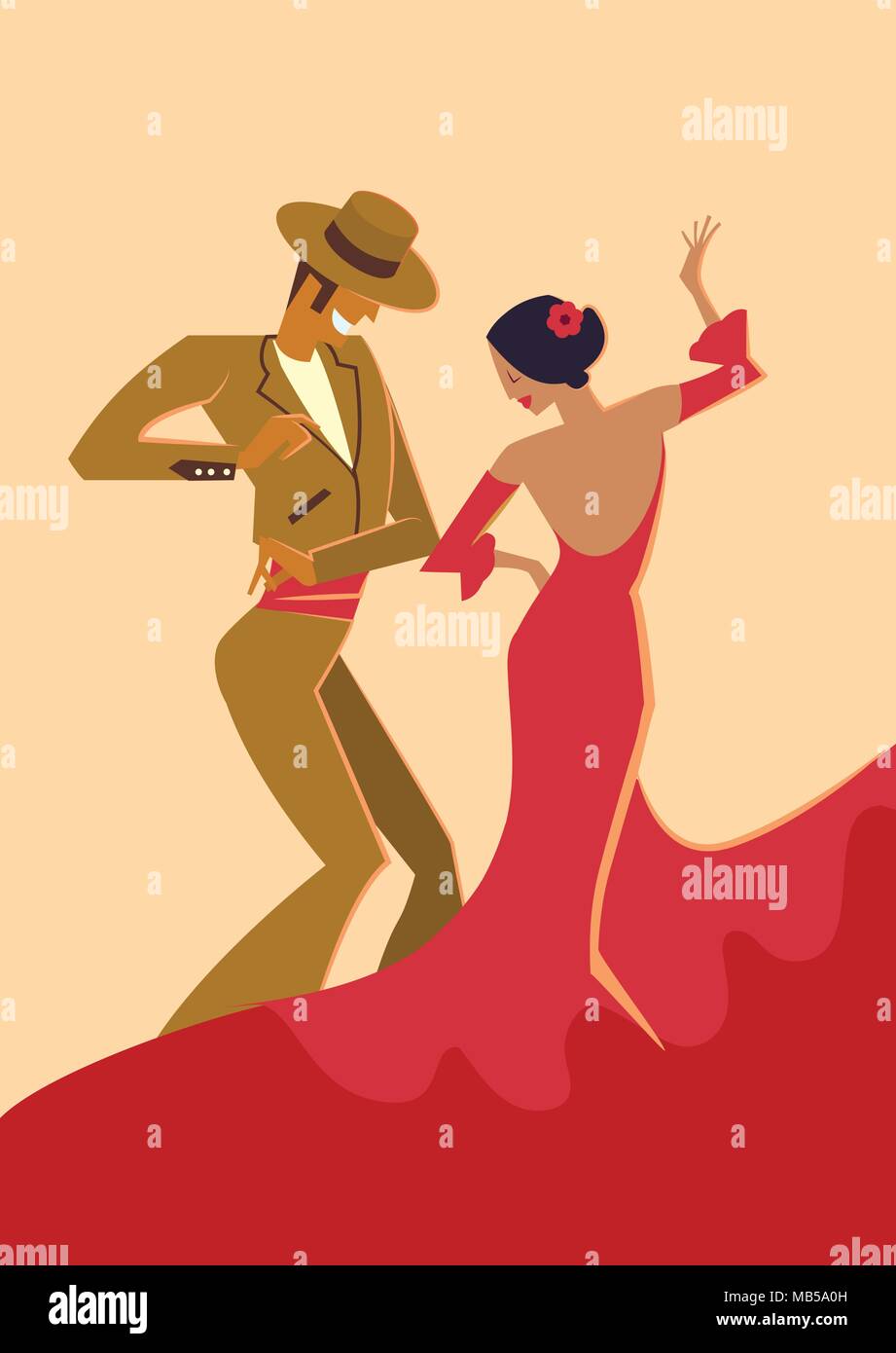 Danseurs De Flamenco Espagnol Illustration Image Vectorielle Stock Alamy
