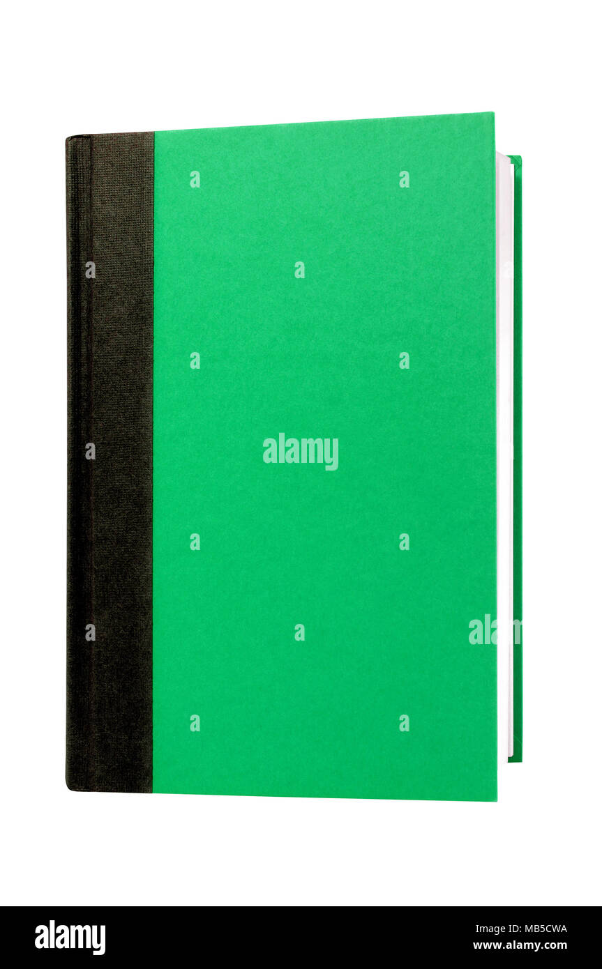 Livre relié couverture verte verticale verticale isolated on white Banque D'Images