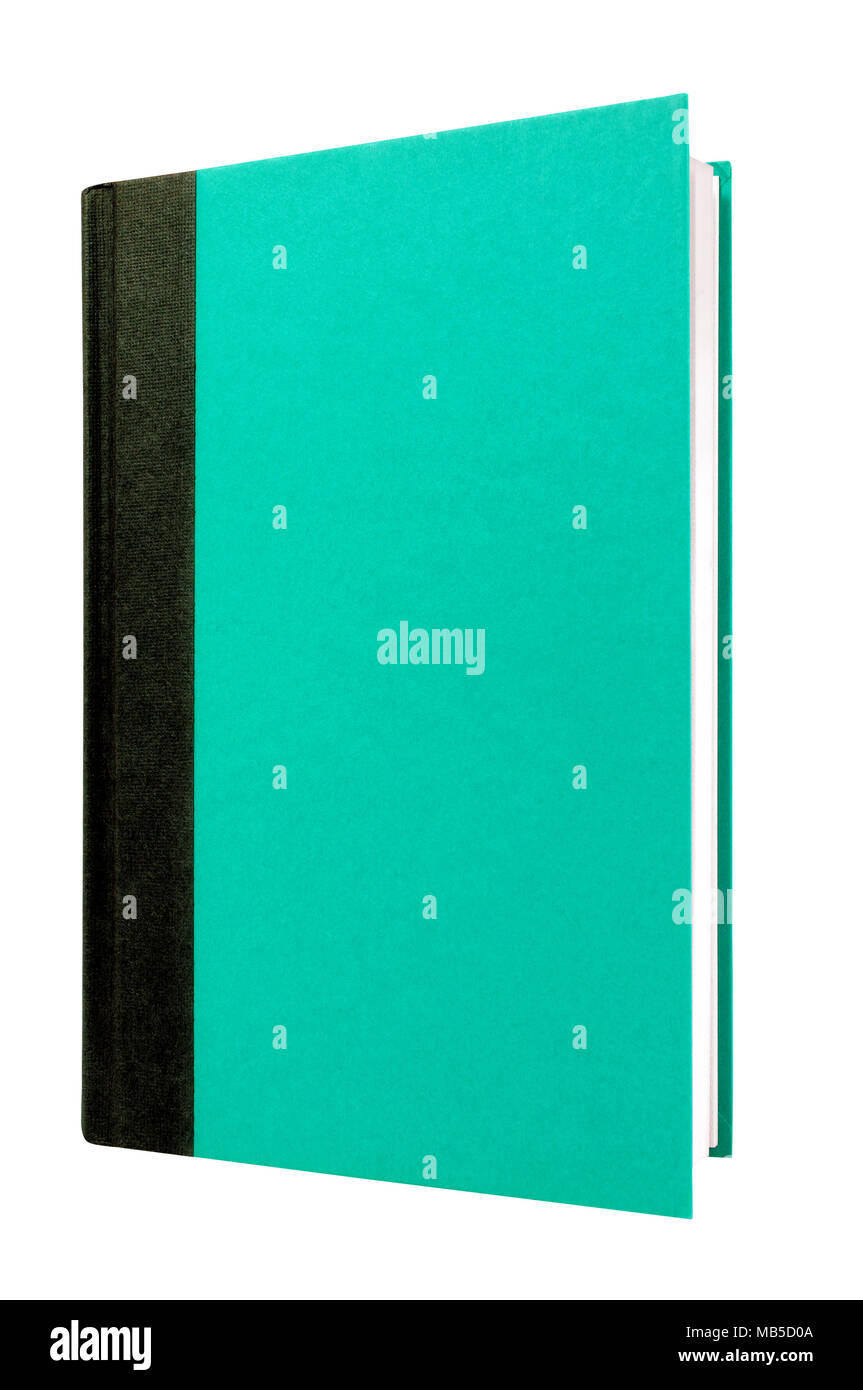 Livre relié couverture verte verticale verticale isolated on white Banque D'Images