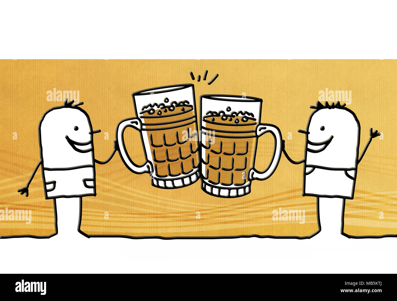 Caricature les hommes de boire de la bière Banque D'Images