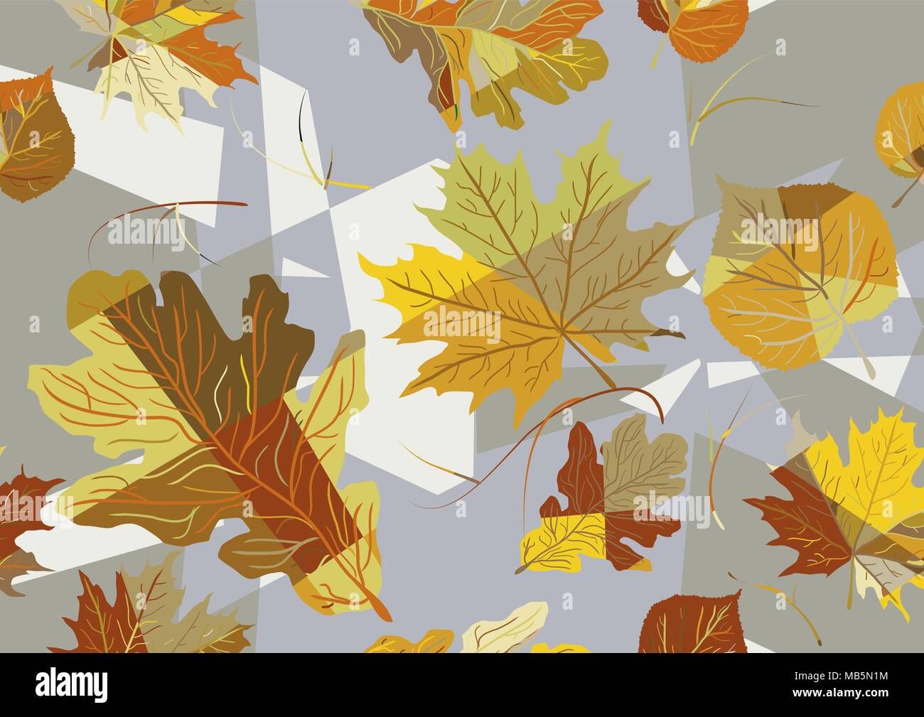 Arrière-plan de feuilles. chêne, érable, tilleul Illustration de Vecteur