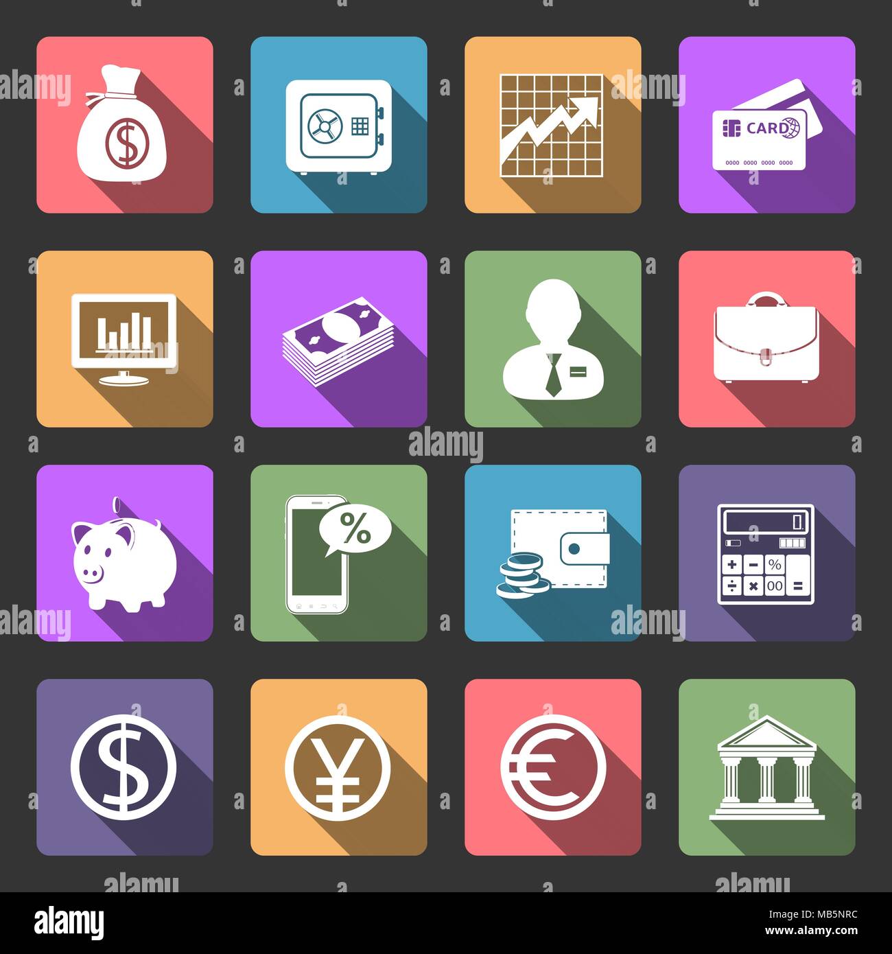 Affaires et Finance télévision icons set. Vector illustration. Illustration de Vecteur