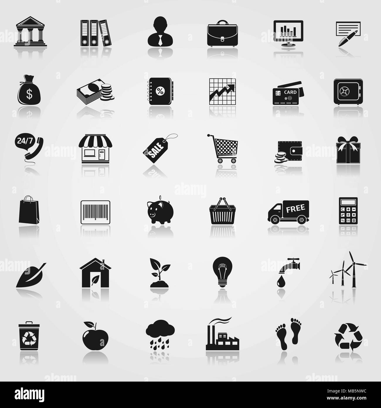 Ensemble d'icônes web aux finances, achats et de l'écologie. Vector illustration. Illustration de Vecteur