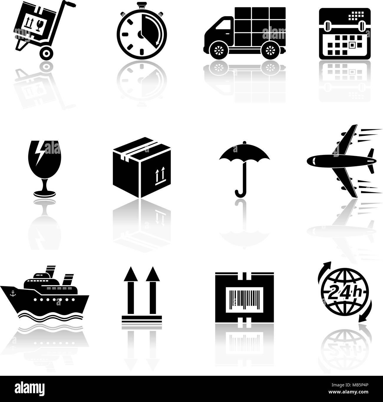 Vector icons avec réflexion logistique Illustration de Vecteur