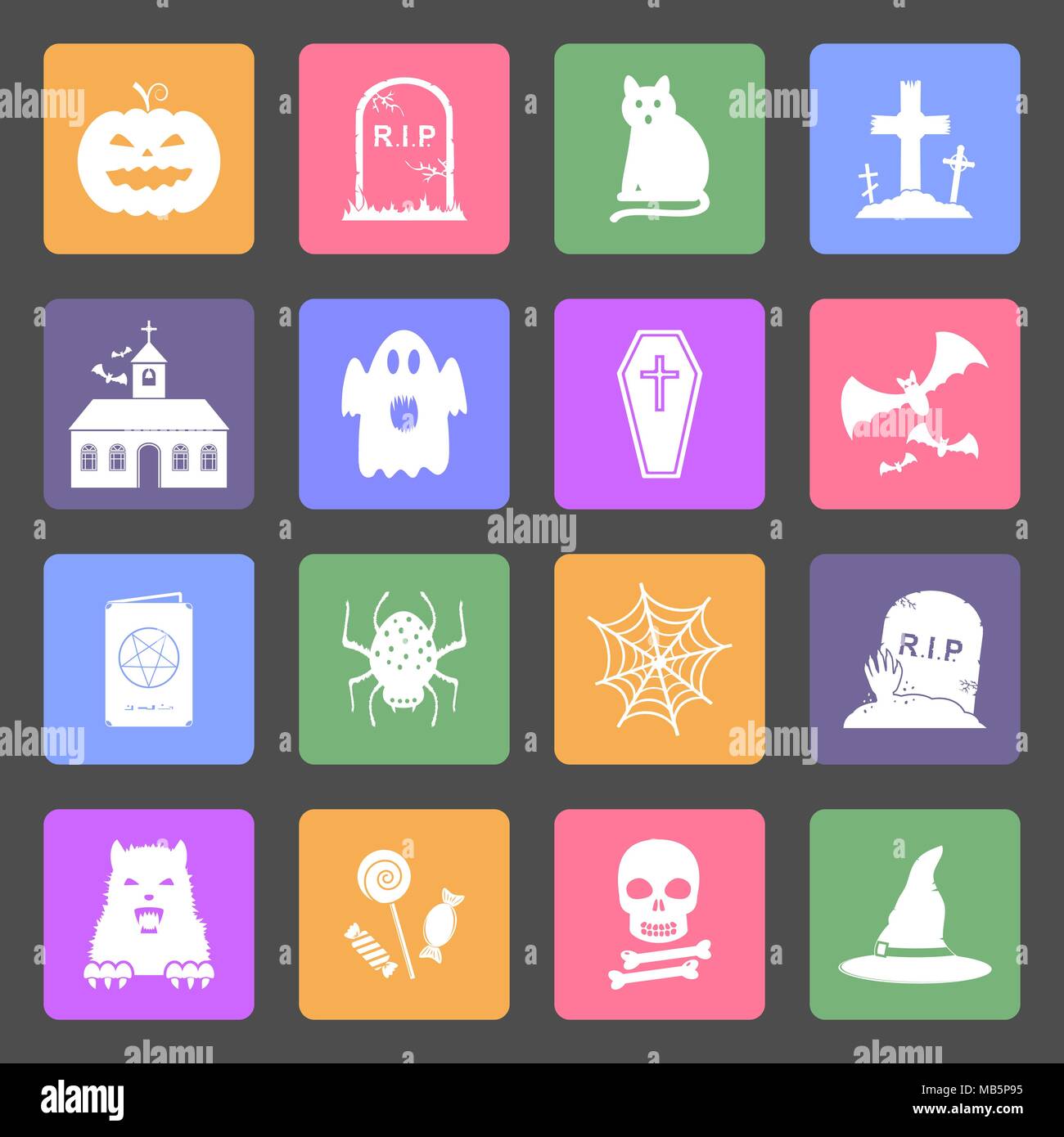 Design plat Halloween icons set Illustration de Vecteur